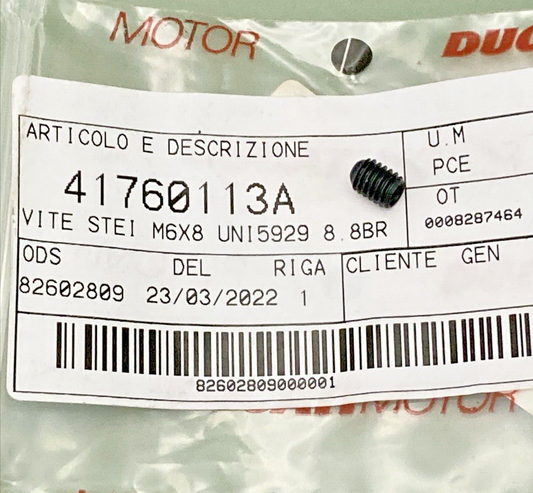 NEW GENUINE DUCATI 41760113A THREADED DOWEL STEI M6X8