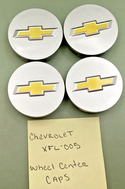 NEW CHEVROLET XFL-005 WHEEL CENTER CAPS 4 SILV/Gold ABS 2.25" 6 PRONG CHEV LOGO