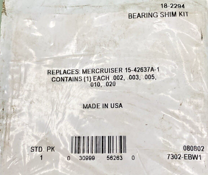 NEW SIERRA 18-2294 BEARING SHIM KIT,  REPLACES MERCRUISER 15-42637A-1