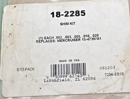 NEW SIERRA 18-2285 SHIM KIT,  REPLACES MERCRUISER 15-47397A1