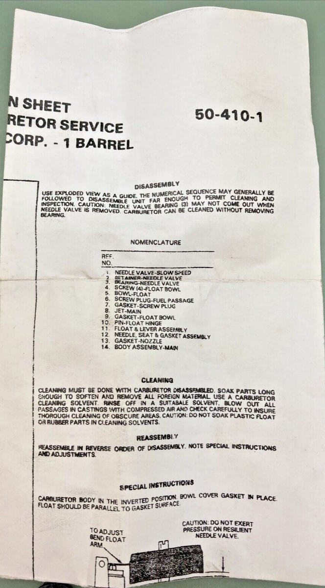 NEW REDLINE  RL7042 CARBURETOR REBUILD KIT PARTS LOT 1 BARREL INCOMPLETE