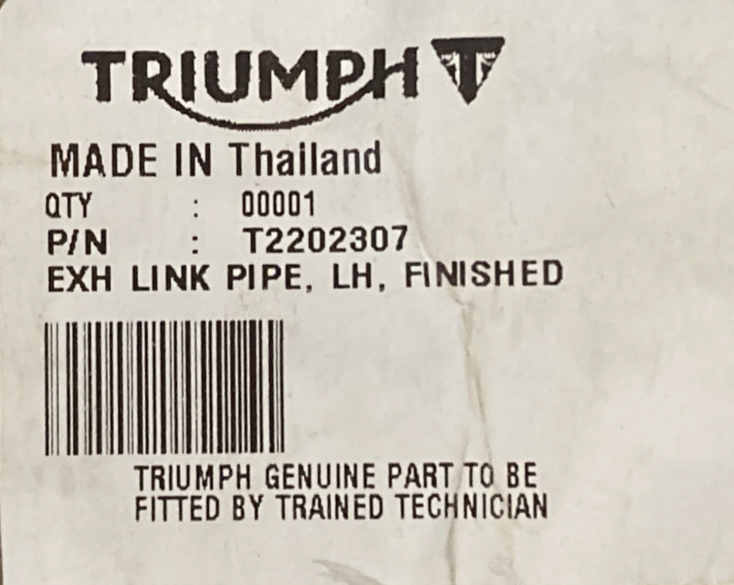 NEW GENUINE TRIUMPH  T2202307 Exhaust Link Pipe, Lh