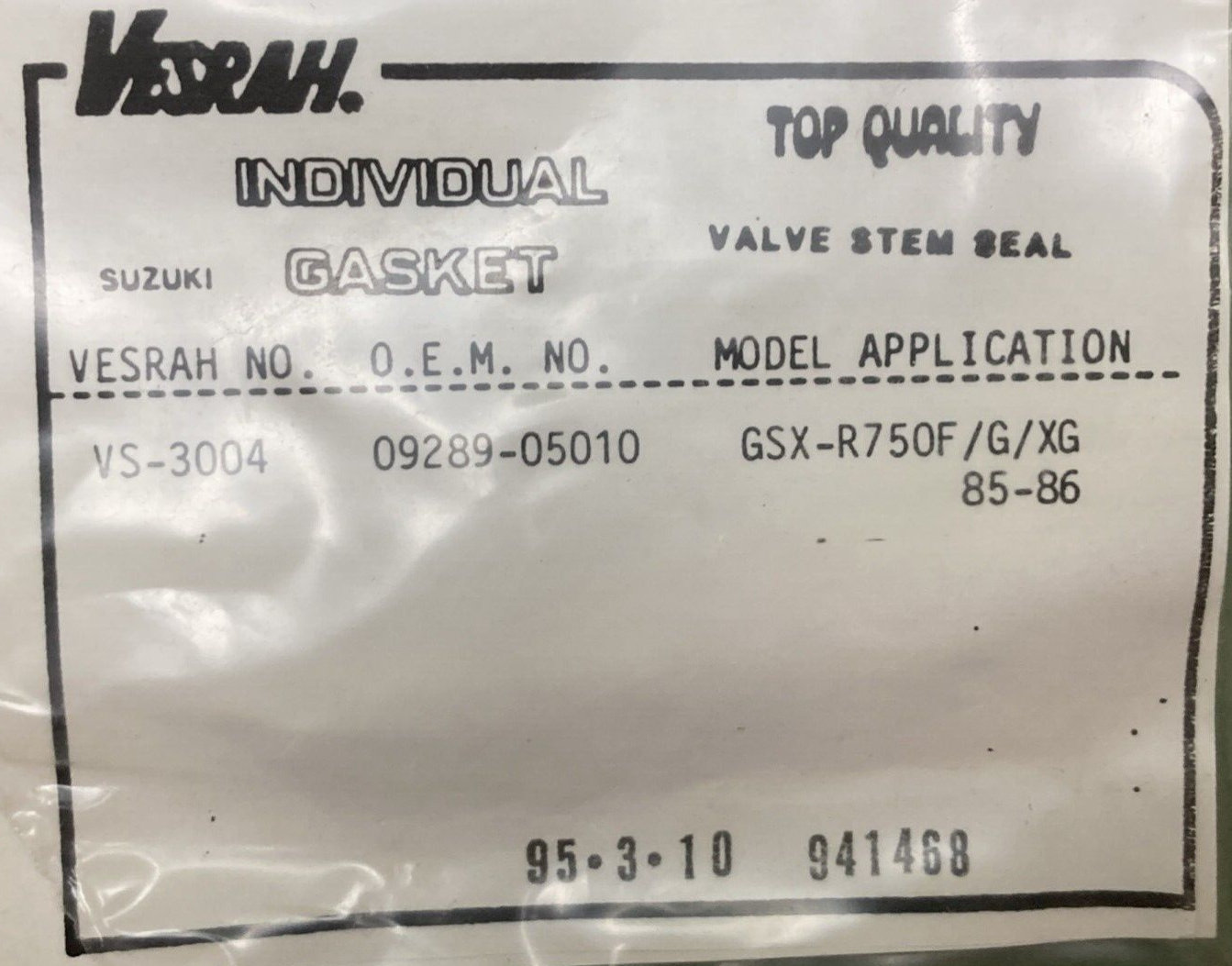 QTY 4 NEW GENUINE VESRAH VS-3004 VALVE SEAL REPLACES SUZUKI 09289-05010