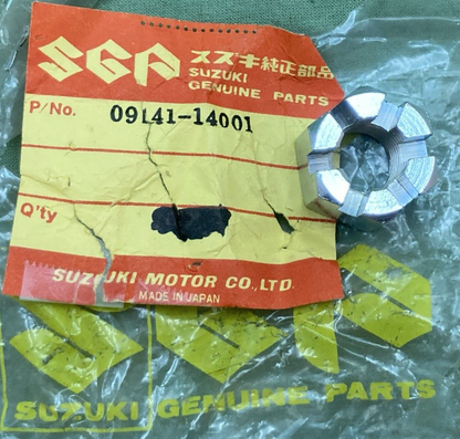 NEW GENUINE SUZUKI 09141-14001 NUT CASTLE FRONT WHEEL