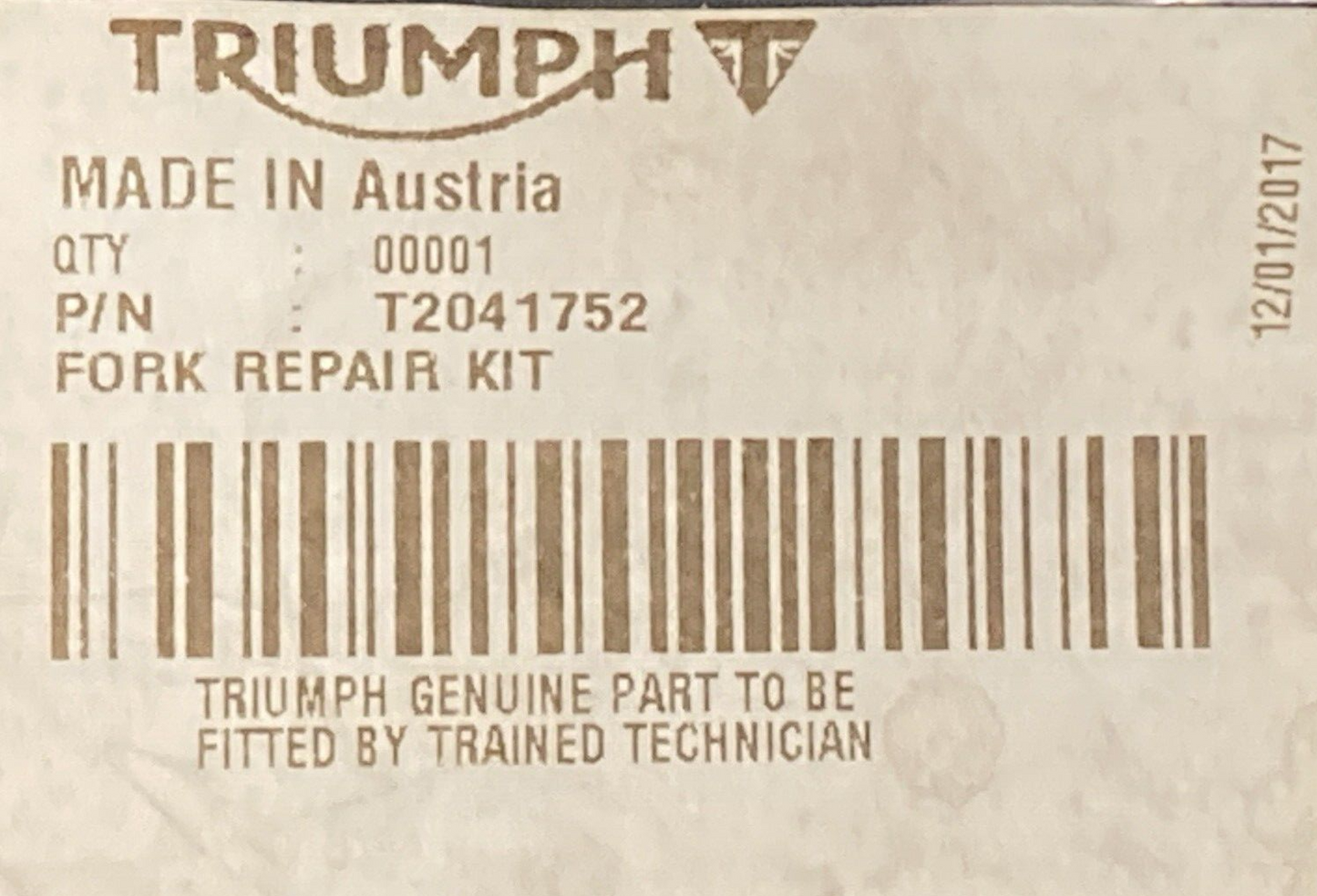 NEW GENUINE TRIUMPH T2041752 Fork Repair Kit