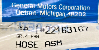 NEW GENUINE GM 22163167 HOSE ASM, REAR BRAKE, 1989-1996 GM