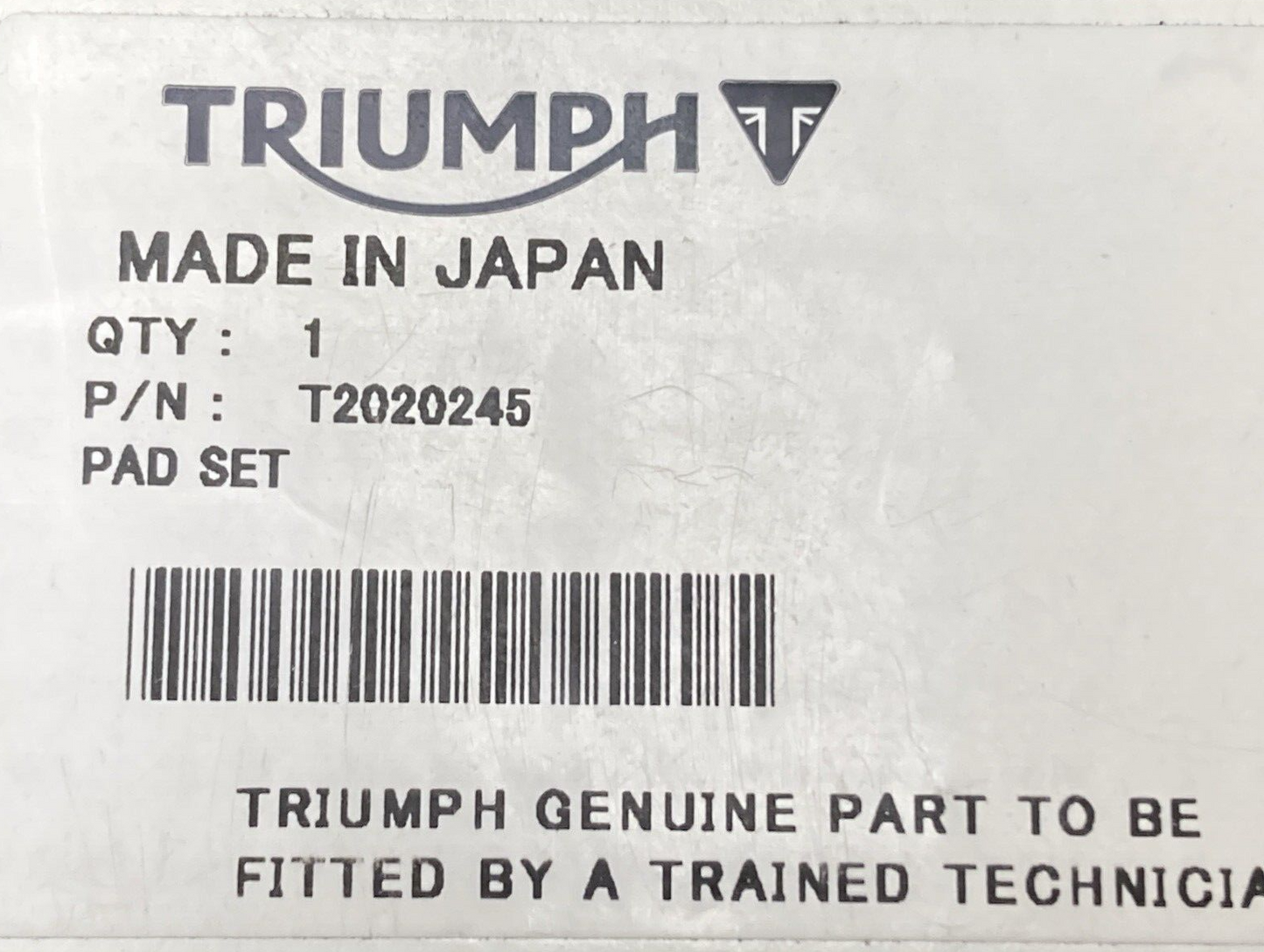 NEW GENUINE TRIUMPH T2020245 BRAKE PADS SET OF (4)