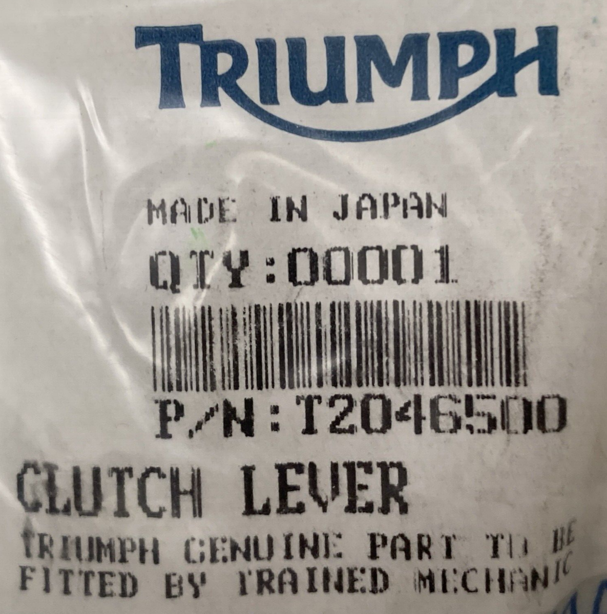 NEW GENUINE TRIUMPH T2046500 CLUTCH LEVER