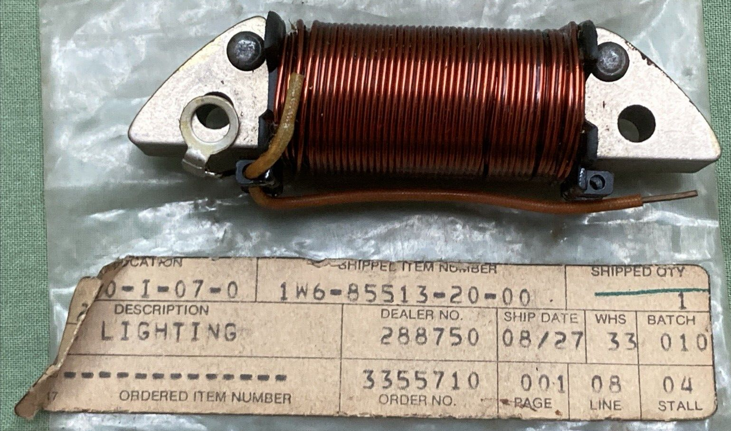 NEW GENUINE YAMAHA 1W6-85513-20 COIL LIGHTING 1