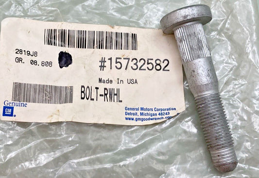 NEW GENUINE GM 15732582 REAR WHEEL BOLT, M14-1.50 SERRATED WHEEL STUD - 15.87mm