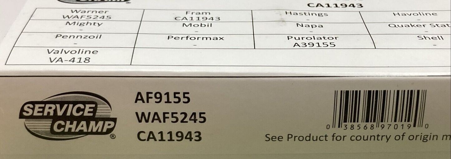 NEW GENUINE SERVICE CHAMP AF9155 AIR FILTER