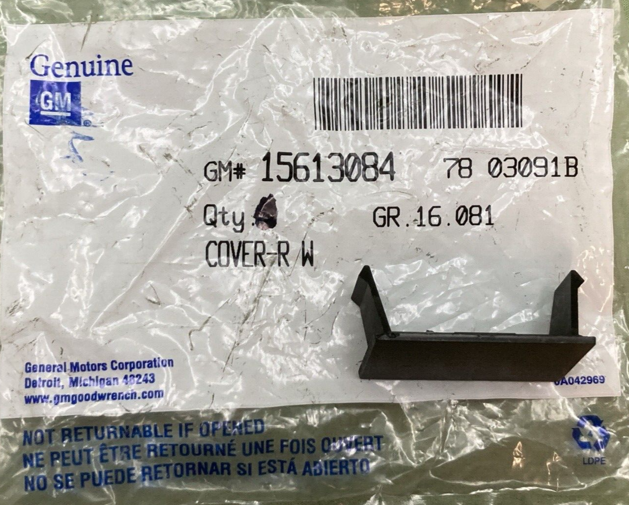 NEW GENUINE GM 15613084 Cover Accessory Switch Opening Argent