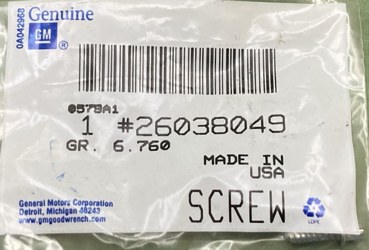 NEW GENUINE GM 26038049 Bolt Screw Ignition Switch