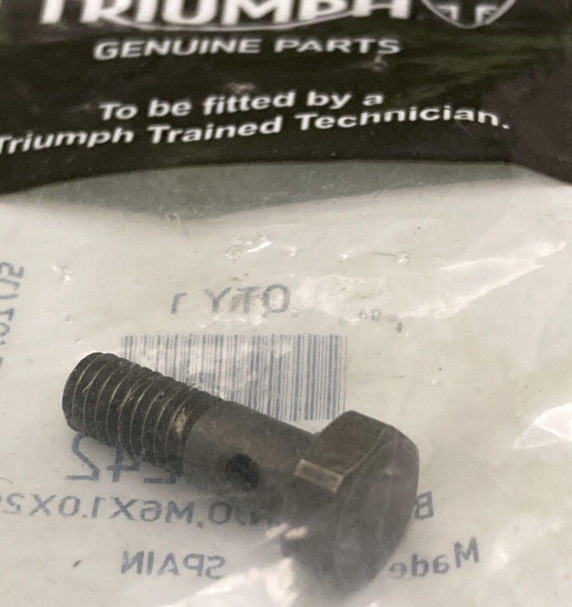 NEW GENUINE TRIUMPH T1210242 Bolt, Banjo, M6X1.0X20