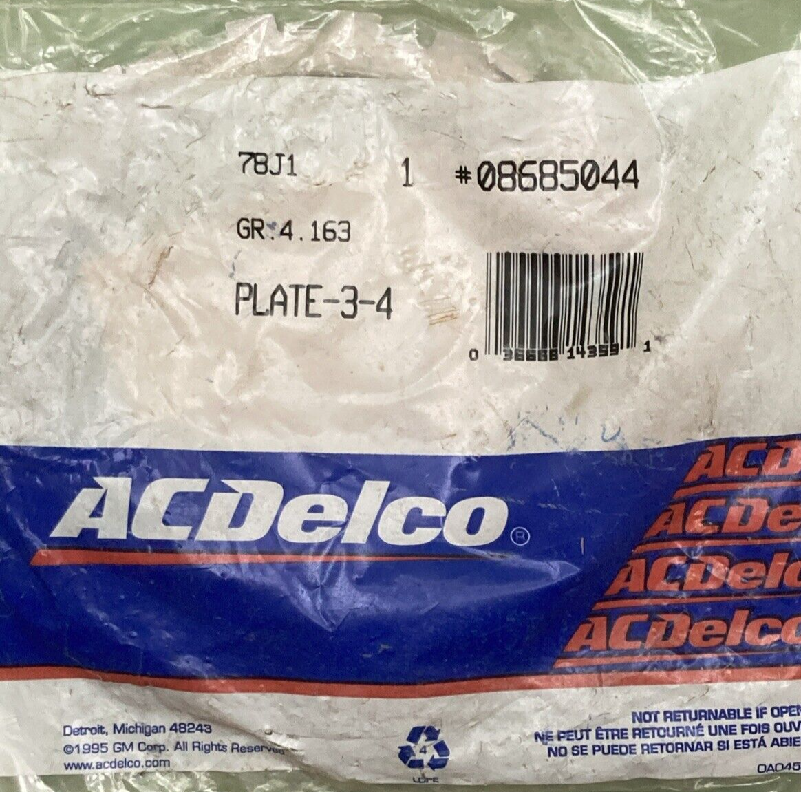 NEW GENUINE ACDELCO 08685044 Plate 3 4 Transmission Clutch Apply