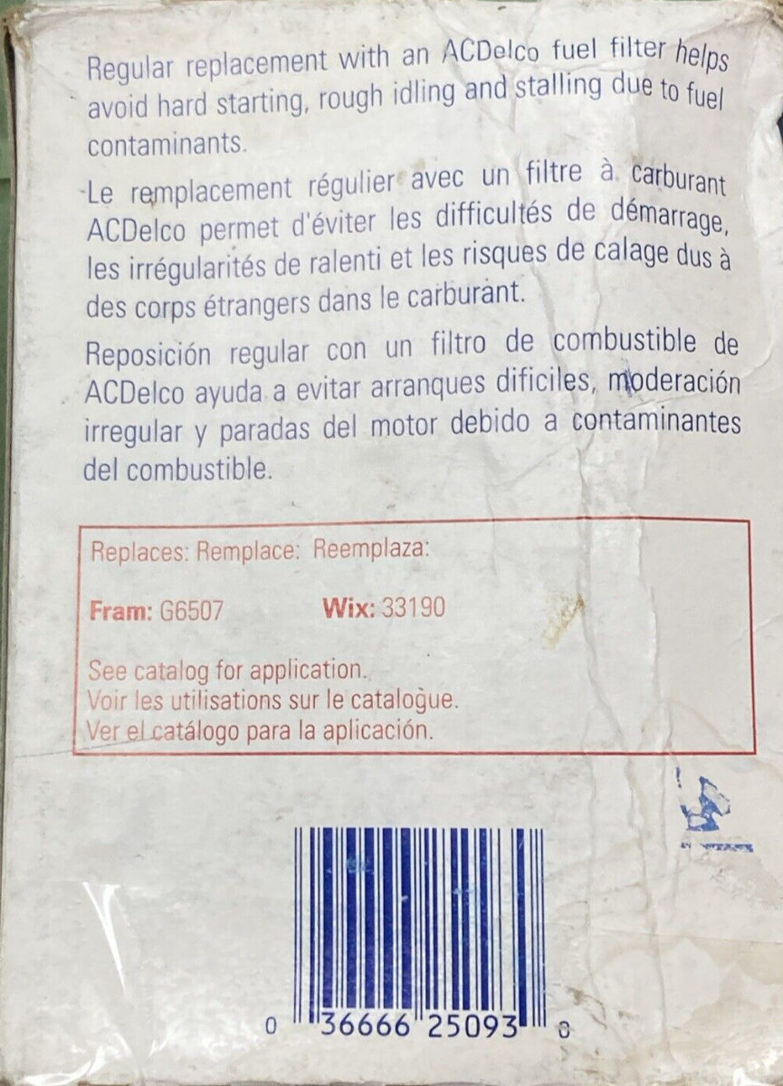 NEW GENUINE ACDELCO GF611U ENGINE FUEL FILTER KIT COMPLETE GM 25121666