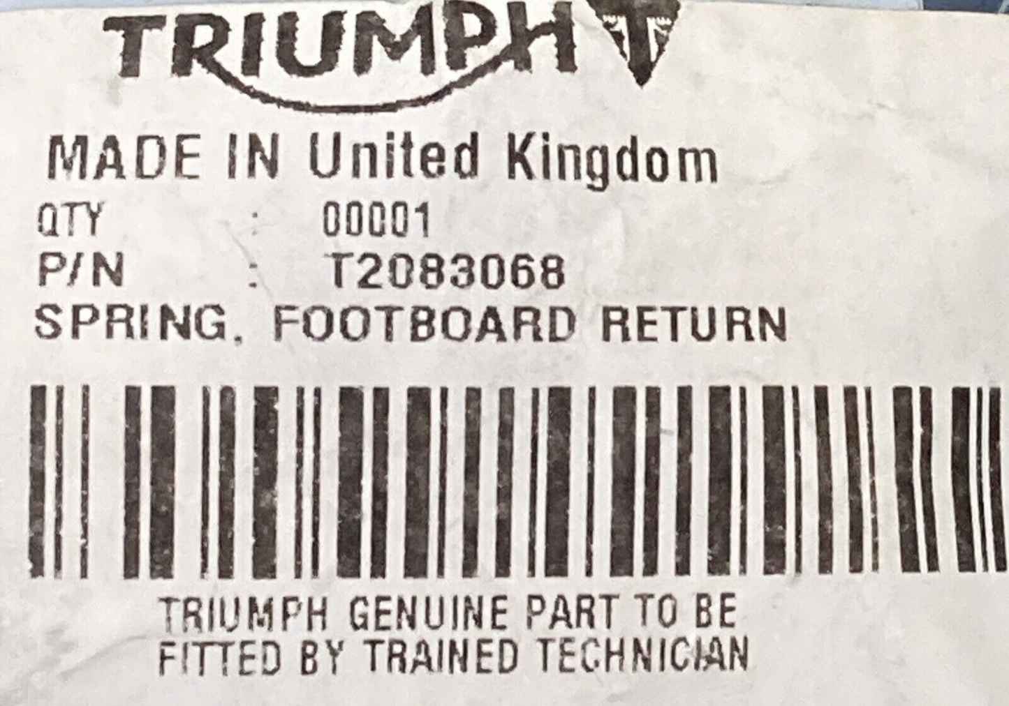 NEW GENUINE TRIUMPH T2083068 Spring, F.board Rtn