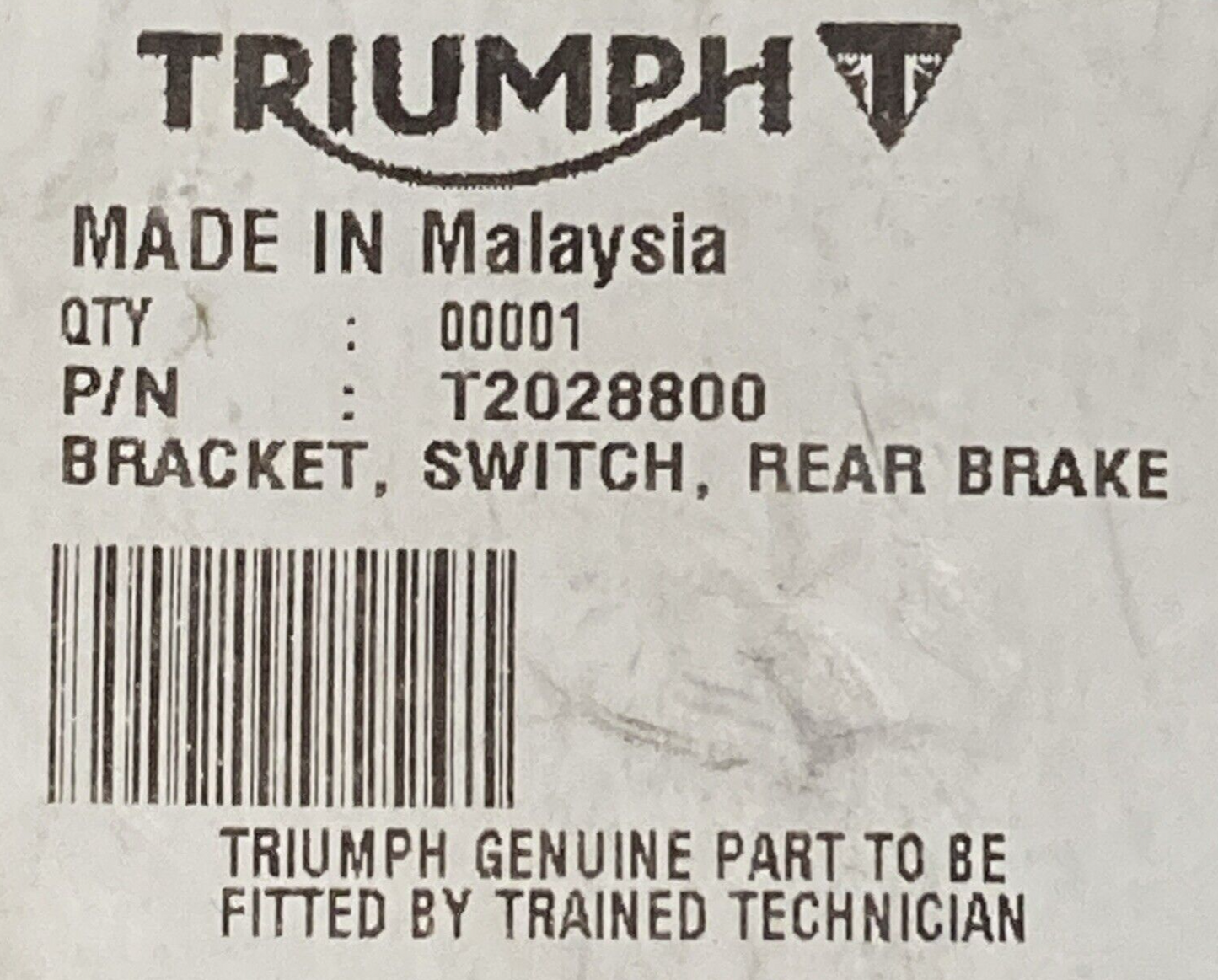 NEW GENUINE TRIUMPH T2028800 Bracket, Rear Brake Switch