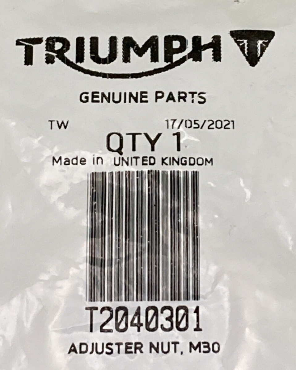 NEW GENUINE TRIUMPH T2040301 Adjuster Nut, M30