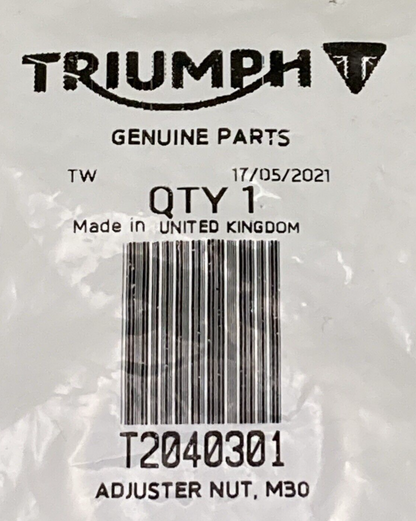 NEW GENUINE TRIUMPH T2040301 Adjuster Nut, M30