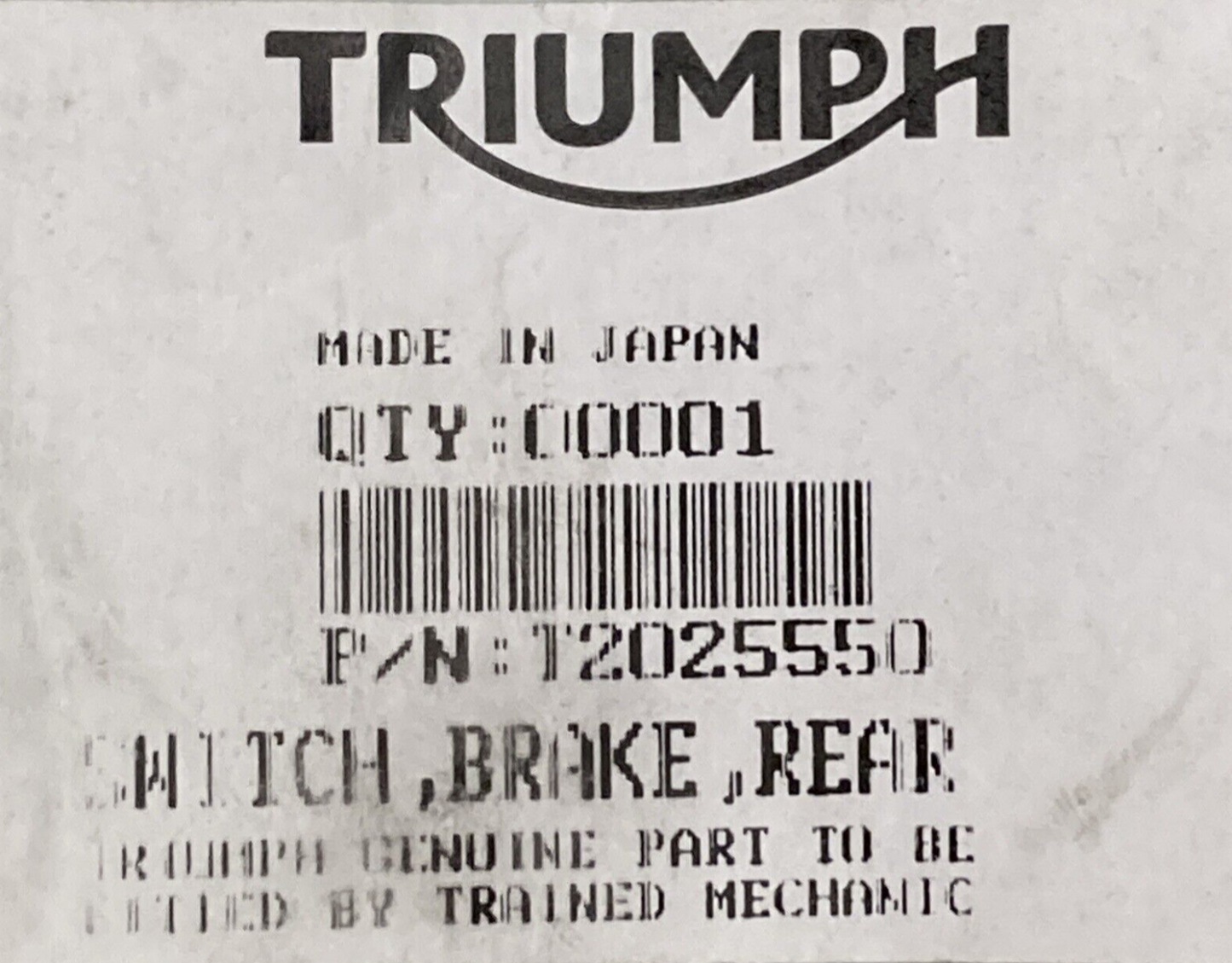 NEW GENUINE TRIUMPH T2025550 Switch, Brake, Rear