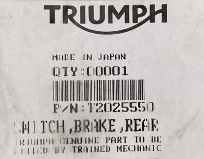 NEW GENUINE TRIUMPH T2025550 Switch, Brake, Rear