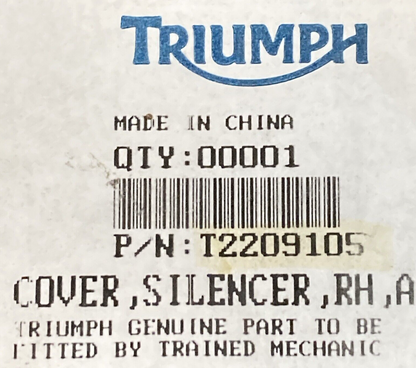 NEW GENUINE TRIUMPH T2209105 Cover, Silencer, Rh, Assembly, Chromed