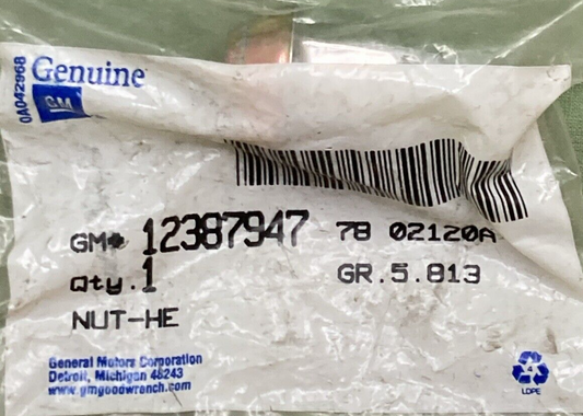 NEW GENUINE GM 12387947 NUT WHEEL