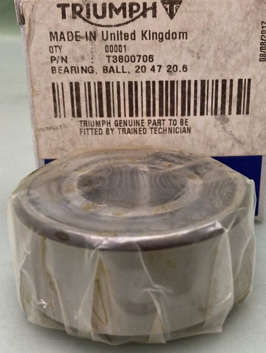 NEW GENUINE TRIUMPH T3800706 Bearing, Ball, 20 47 20.6
