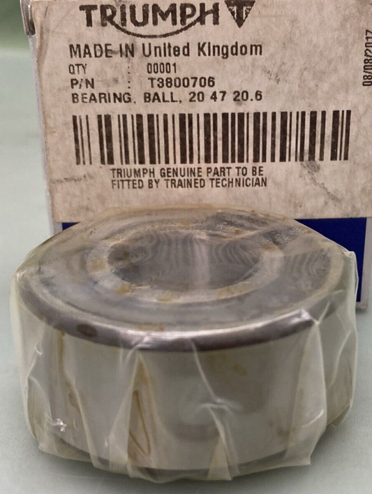 NEW GENUINE TRIUMPH T3800706 Bearing, Ball, 20 47 20.6