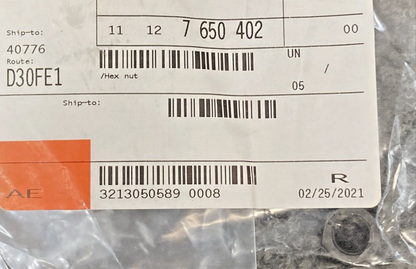 NEW GENUINE BMW 11 12 7 650 402 HEX NUT  11127650402