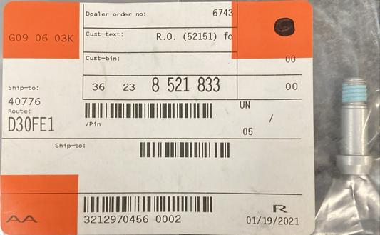 NEW GENUINE BMW 36 23 8 521 833 PIN  36238521833