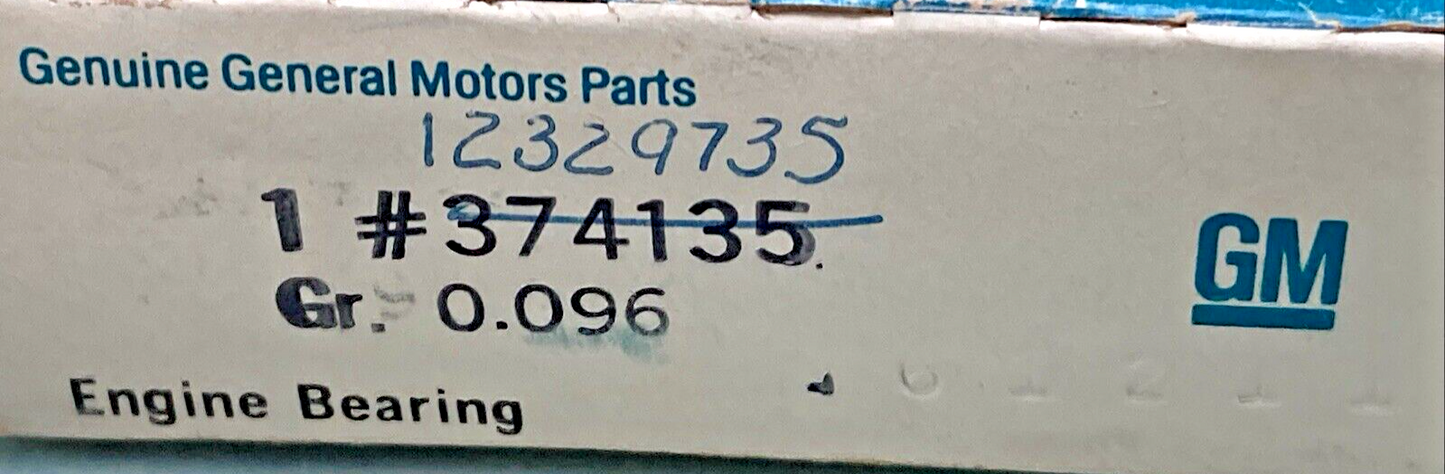 NEW GENUINE GM 374135 ENGINE BEARING, 87 PONTIAC CHEVROLET, REPLACES 12329735