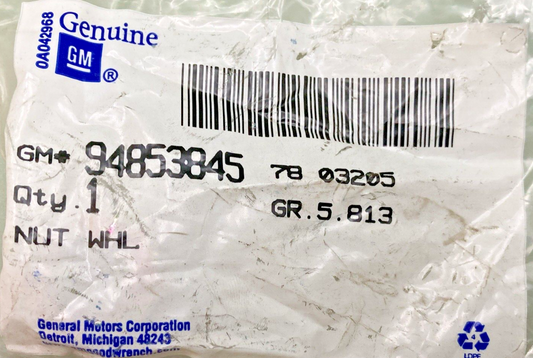 NEW GENUINE GM 94853845 WHEEL NUT, 1985-2002 GM