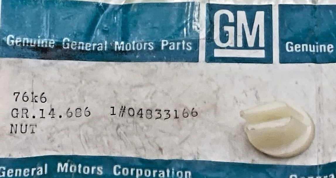 NEW GENUINE GM 04833166 NUT. 3 X 1. 81) FRONT DOOR ARM REST