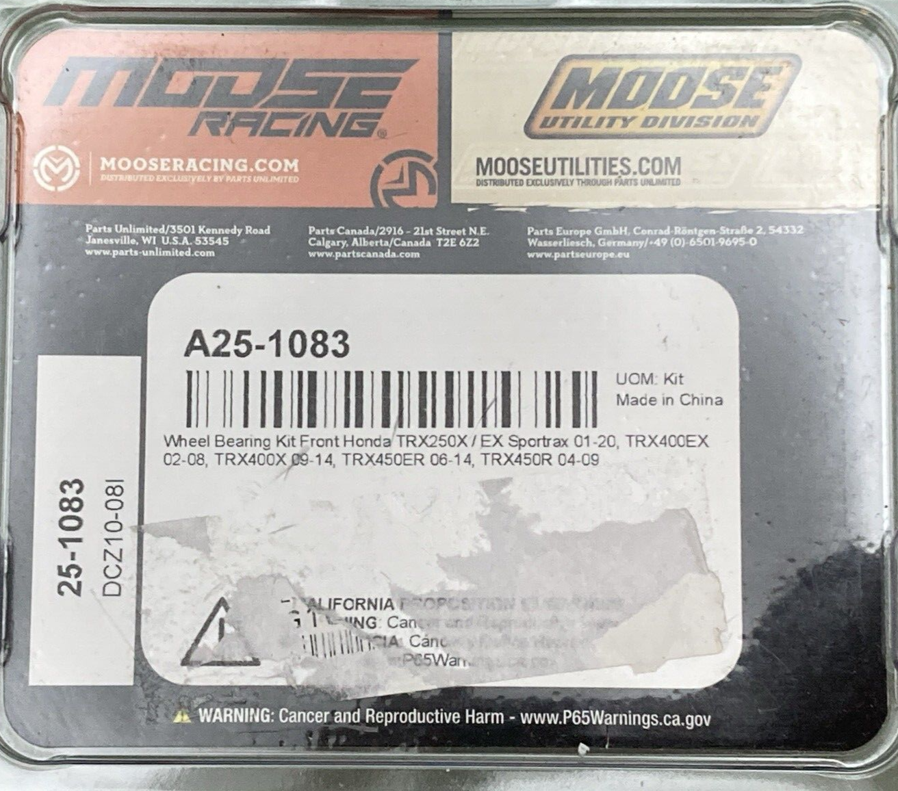 NEW GENUINE MOOSE RACING A25-1083 Wheel Bearing Kit Front For Honda