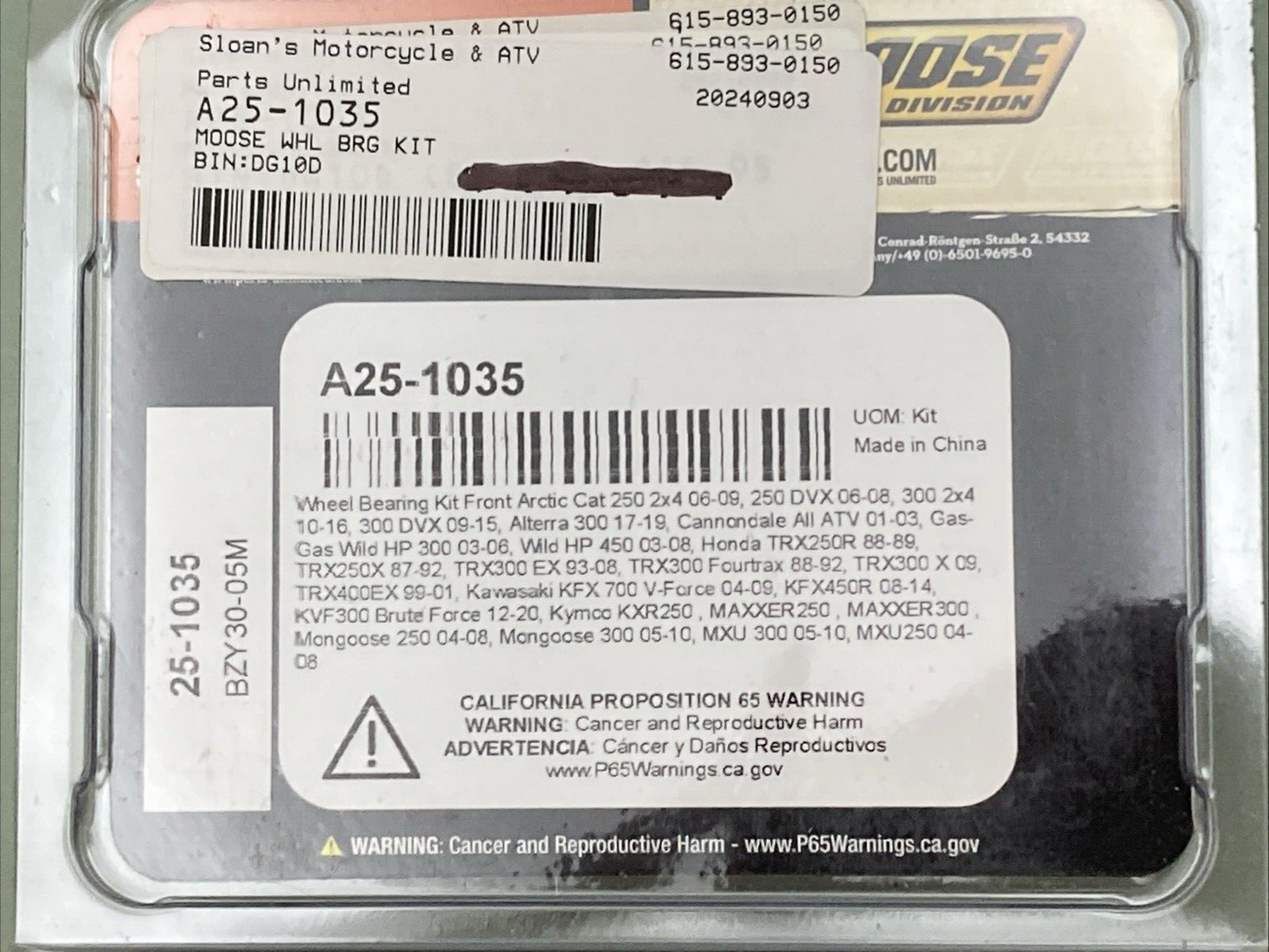 NEW GENUINE MOOSE RACING A25-1035 Wheel Bearing Kit