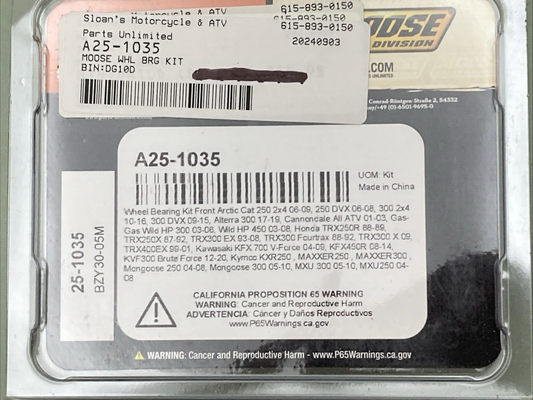 NEW GENUINE MOOSE RACING A25-1035 Wheel Bearing Kit