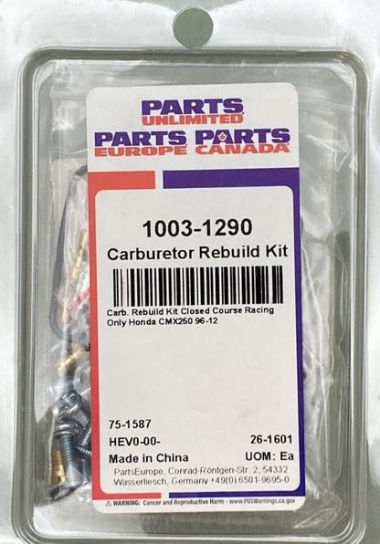 NEW GENUINE PARTS UNLIMITED 1003-1290 Carburetor Rebuild Kit