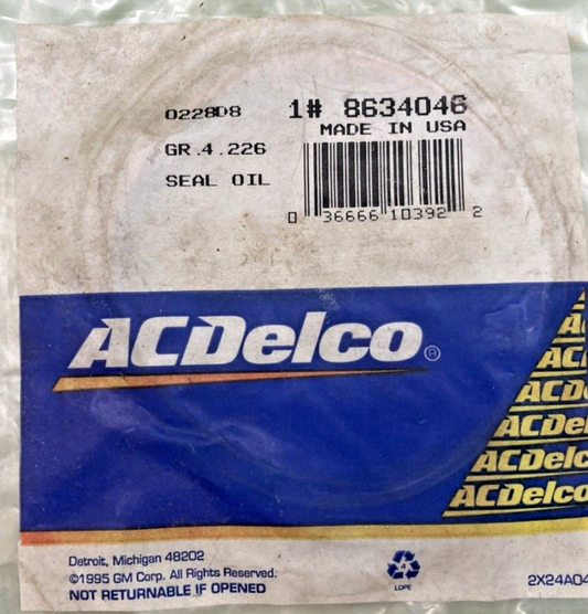 NEW GENUINE ACDELCO 8634046 SEAL, AUTOMATIC TRANSMISSION OIL PUMP, 1982-1990 GM