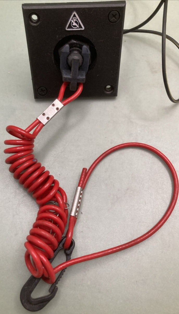 GENUINE EVINRUDE JOHNSON OMC 125317 PLATE & CUT-OFF SWITCH BLACK W/ WIRING