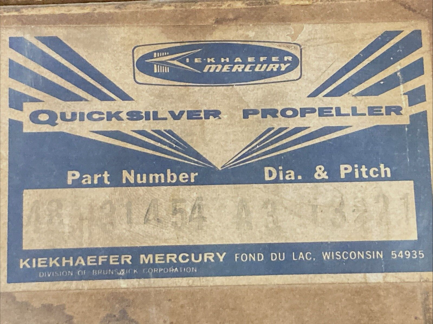 GENUINE MERCURY 48-31454A3 PROPELLER 2-BLADE RH 13-3/4" DIA 21" PITCH BLACK