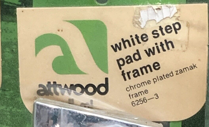NEW GENUINE ATTWOOD 6256-3 STEP PAD WHITE CHROME TRAPEZOID 2.25" W/ HARDWARE