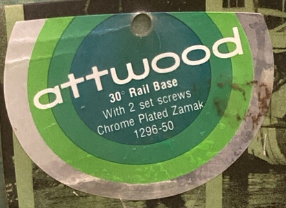 NEW GENUINE ATTWOOD 1296-50 RAIL BASE 30° CHROME PLATED W/ SET SCREWS