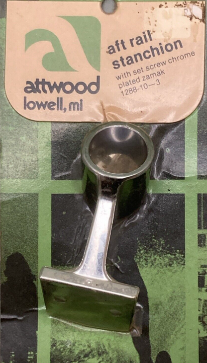 NEW GENUINE ATTWOOD 1288-10-3 AFT RAIL STANCHION CHROME W/ SET SCREW
