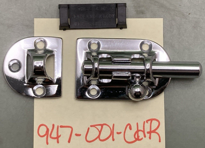 NEW GENUINE PERKO 947-001-CHR BARREL BOLT CHROME PLATED BRONZE W/ FRICTION PLATE