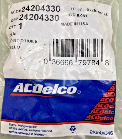 NEW GENUINE ACDELCO 24204330 SEAL, FRONT WHEEL DRIVE SHAFT OIL GM 242043303