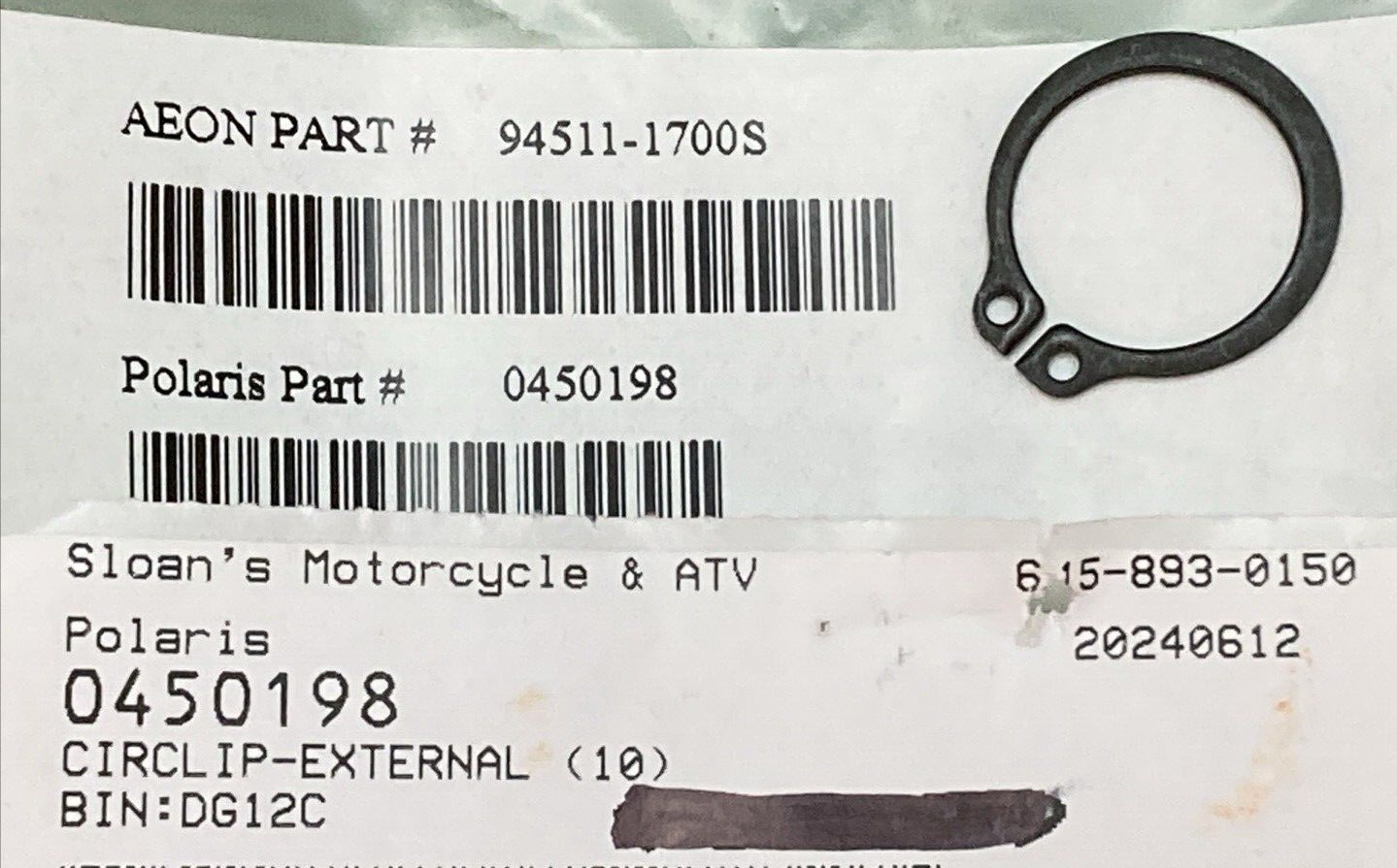 QTY 2 NEW GENUINE POLARIS 0450198 Circlip, External
