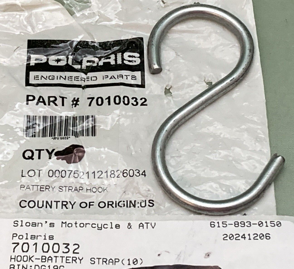 Qty 2 Polaris 7010032 Battery Strap Hook New Genuine