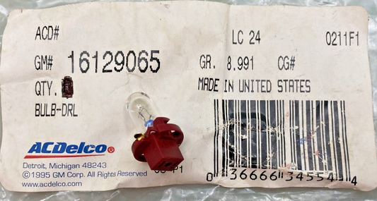 NEW GENUINE ACDELCO 16129065 BULB, INSTRUMENT CLUSTER INDICATOR